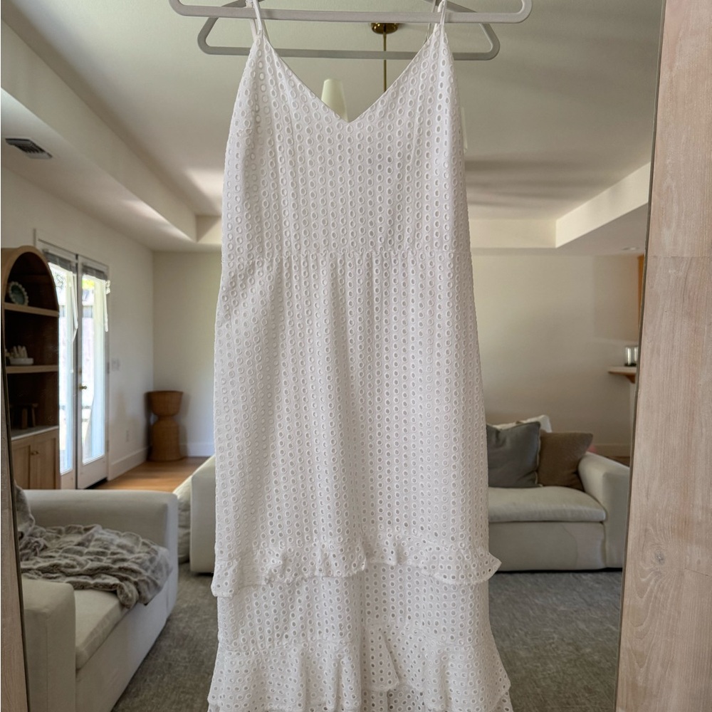 Express White Tiered Ruffled Midi Sundress